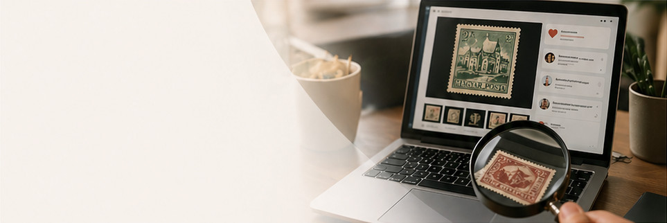 Digitális bélyeggyűjtemény laptopon